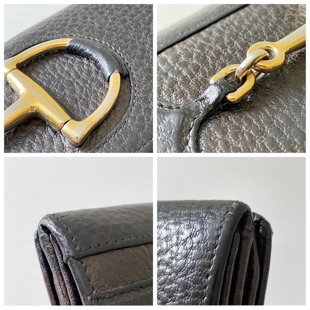 Gucci brown black pebbled leather horsebit long wallet - Picture 6 of 13